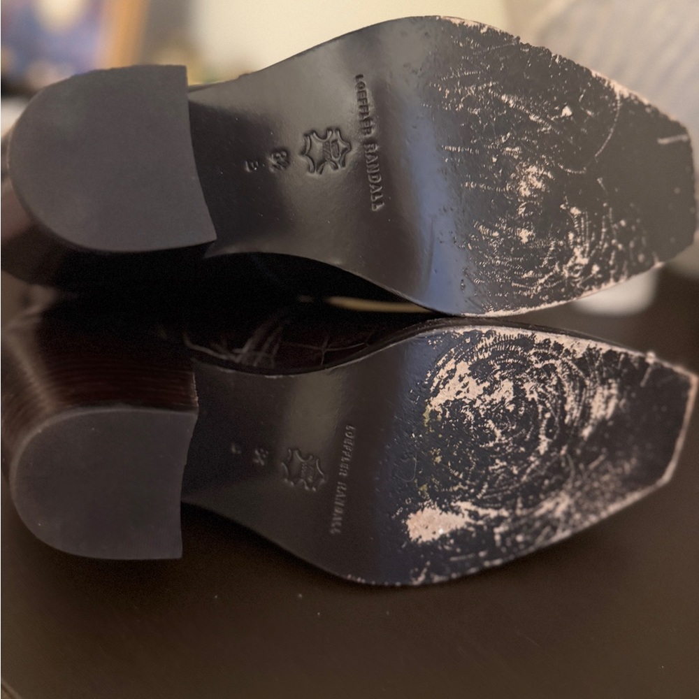 Loeffler Randall Dark Brown Croc-Embossed  Knee Boots- Leather - Picture 8 of 8